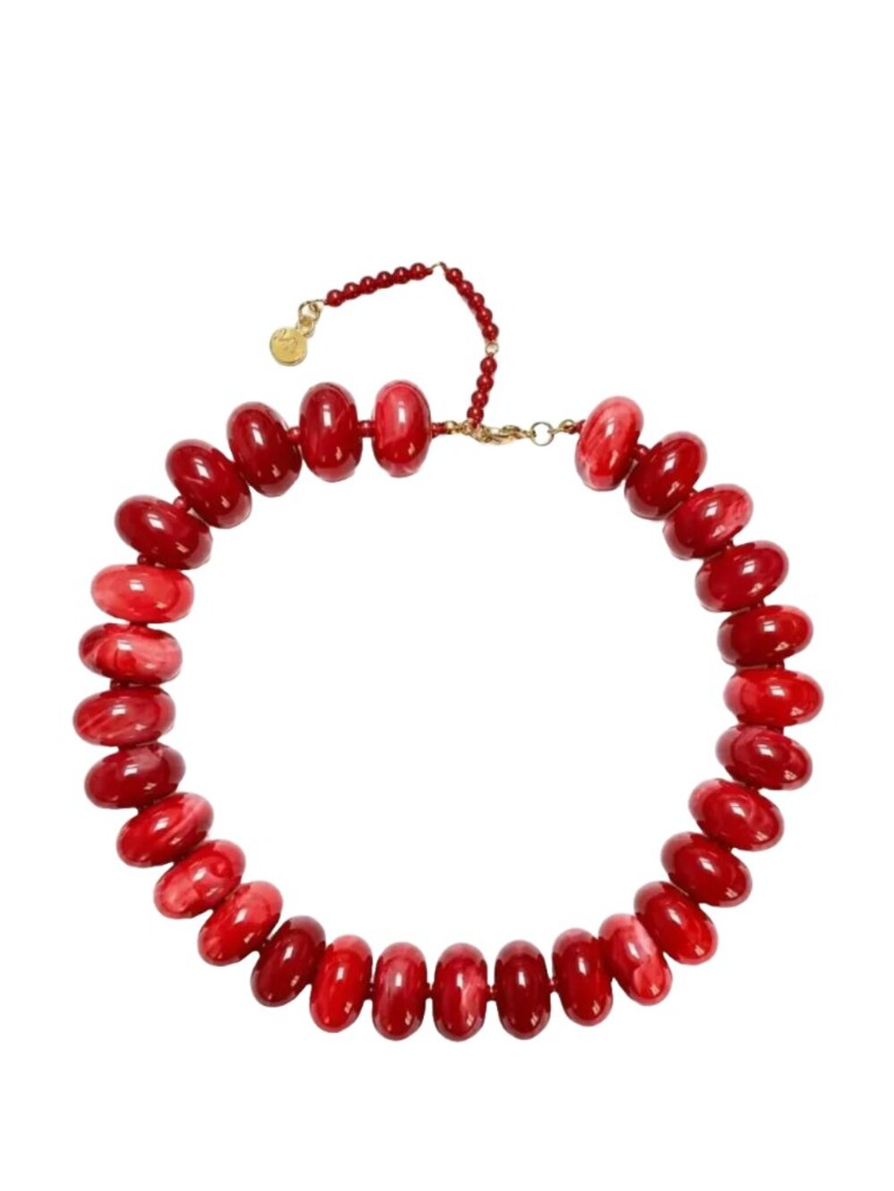 Mayamar Resin & Red Agate Oval Pebble Statement Necklace NEW